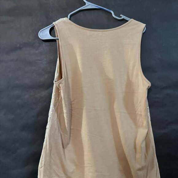 Chicos Size 1 Medium Tan Studded Gold Beige Nude Sleeveless Tank - Picture 6 of 6